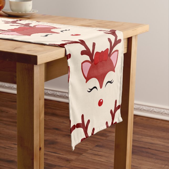 Christmas Reindeer face Short Table Runner (In Situ)