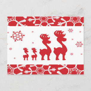 Christmas Reindeer Family Holiday Postcard