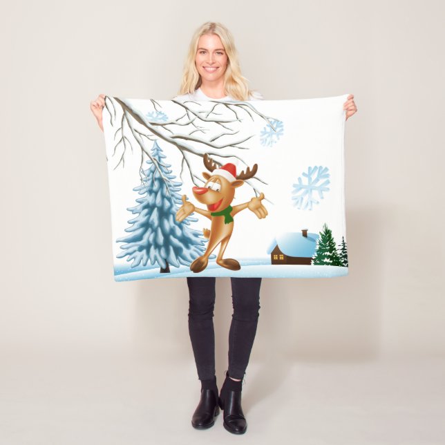 Christmas Reindeer Fleece Blanket 30x40 (In Situ)