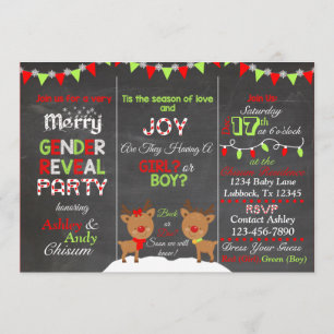 Christmas Reindeer Gender Reveal Invitation