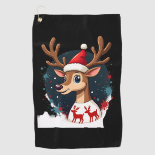 christmas Reindeer Golf Towel