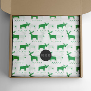 Christmas reindeer. Green woodland animal pattern Tissue Paper