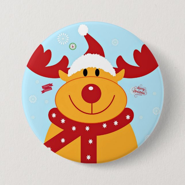 Christmas Reindeer Greetings 7.5 Cm Round Badge (Front)