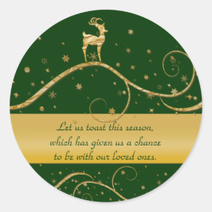 Christmas reindeer greetings classic round sticker