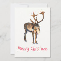 Christmas Reindeer Hand-Painted Caribou Watercolor