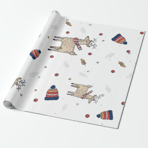 Christmas Reindeer Hats Pattern Wrapping Paper