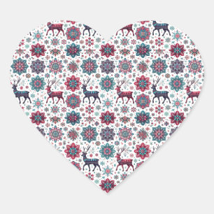 Christmas Reindeer Heart Sticker