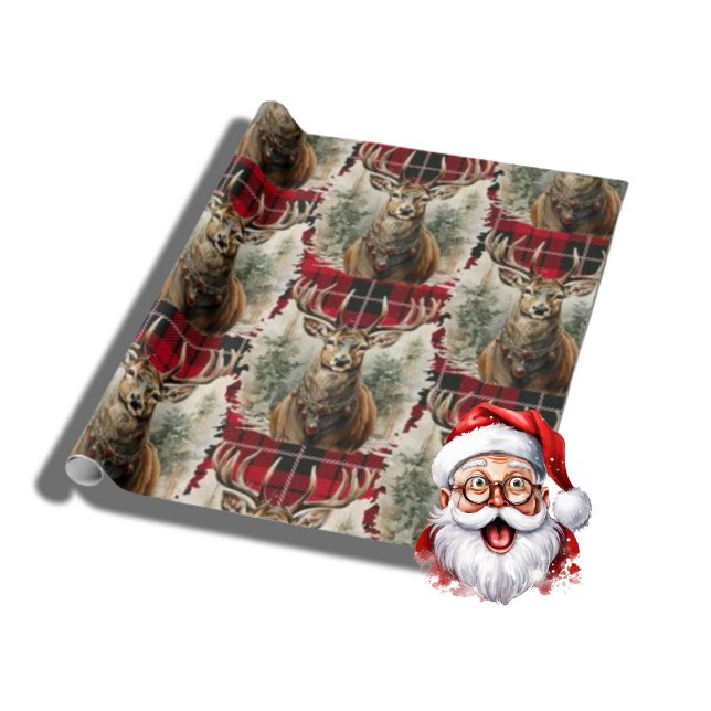 Christmas reindeer highlander red wrapping paper (Merry Christmas)