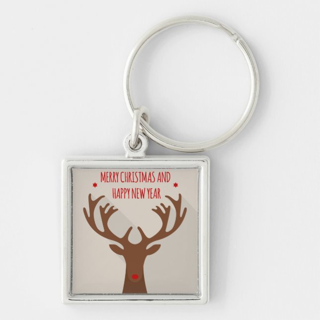 Christmas reindeer hip cool elk modern key ring (Front)