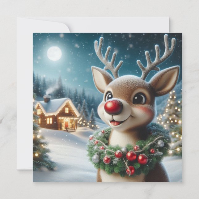 Christmas Reindeer Holiday Card (Front)