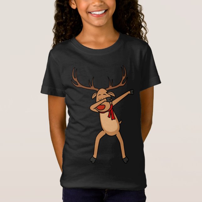 Christmas Reindeer Holiday Dance Dabbing Rudolph T-Shirt (Front)