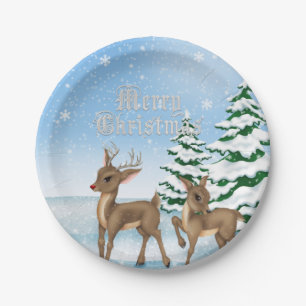 Christmas Reindeer Holiday paper plate