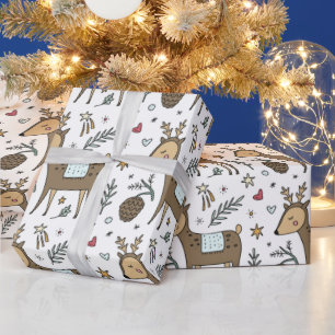 Christmas Reindeer Holiday Pattern Wrapping Paper