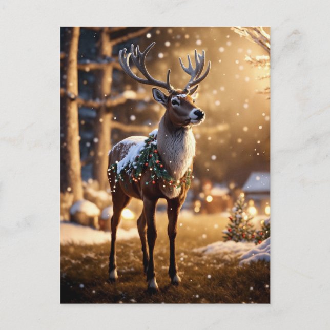  Christmas Reindeer Holiday Postcard (Front)
