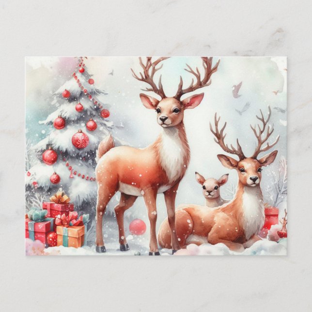  Christmas Reindeer Holiday Postcard (Front)