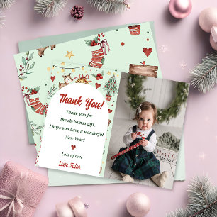 Christmas Reindeer hristmas Party Photo Thank You Card