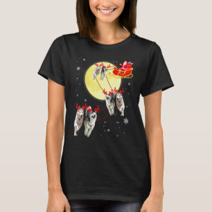 Christmas Reindeer Husky Dog Sleigh Christmas T-Shirt