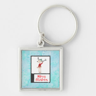 Christmas Reindeer In An Ugly Sweater Whimsical Key Ring