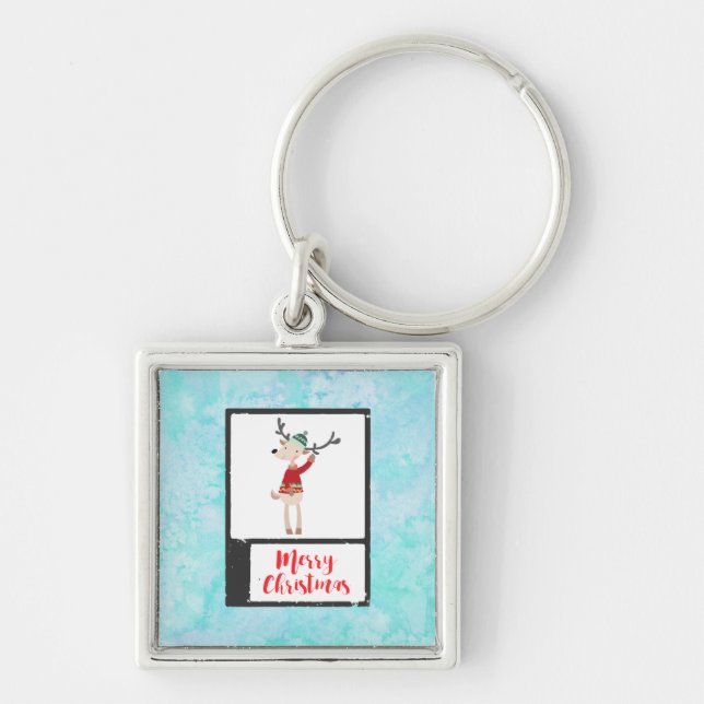Christmas Reindeer In An Ugly Sweater Whimsical Key Ring (Front)