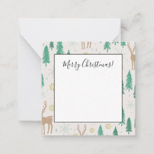 Christmas Reindeer in the Evergreen Winter Forest Card
