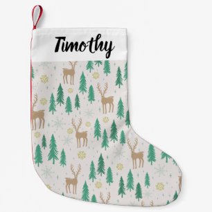 Christmas Reindeer in the Evergreen Winter Forest Small Christmas Stocking