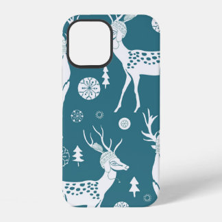 Christmas reindeer in woolly hatsdeer,reindeer,vin iPhone 12 case
