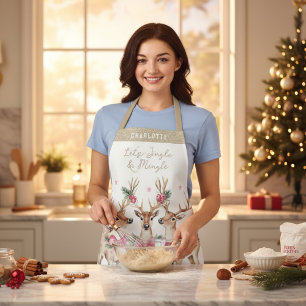 Christmas Reindeer Jingle & Mingle Personalised Apron