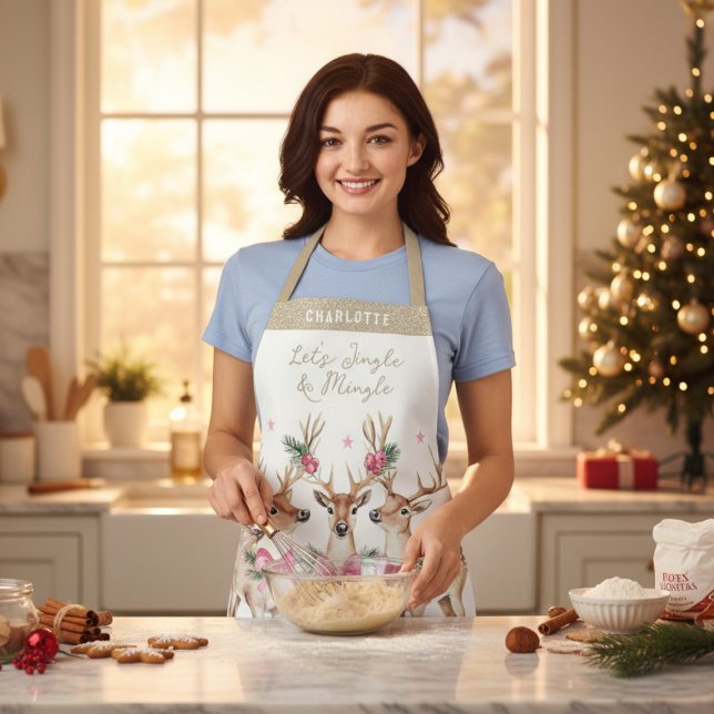 Christmas Reindeer Jingle & Mingle Personalised Apron (Creator Uploaded)