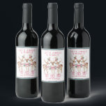 Christmas Reindeer Jingle & Mingle Personalised Wine Label<br><div class="desc">Christmas Reindeer Jingle & Mingle Festive Party Personalised Name Wine Labels Stickers features festive reindeer with pink bows and floral accents with the text "Let's Jingle & Mingle" in modern pink calligraphy script typography with your personalised name. Perfect personalised gift for Christmas and the holidays for family and friends. Designed...</div>
