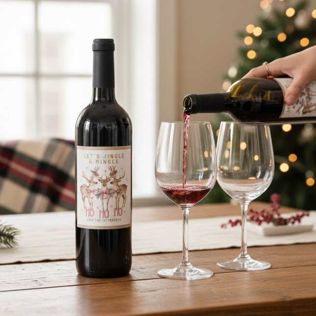 Christmas Reindeer Jingle & Mingle Personalised Wine Label (Creator Uploaded)