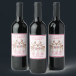 Christmas Reindeer Jingle & Mingle Personalised Wine Label<br><div class="desc">Christmas Reindeer Jingle & Mingle Festive Party Personalised Name Wine Labels Stickers features festive reindeer with pink bows and floral accents with the text "Let's Jingle & Mingle" in modern pink calligraphy script typography with your personalised name. Perfect personalised gift for Christmas and the holidays for family and friends. Designed...</div>