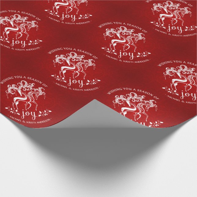 Christmas Reindeer Joy - Couple's Custom Wrapping Wrapping Paper (Corner)