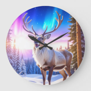 Christmas Reindeer Large Clock