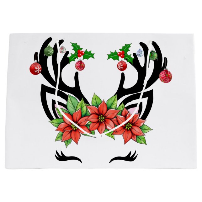 Christmas Reindeer Large Gift Bag (Front)