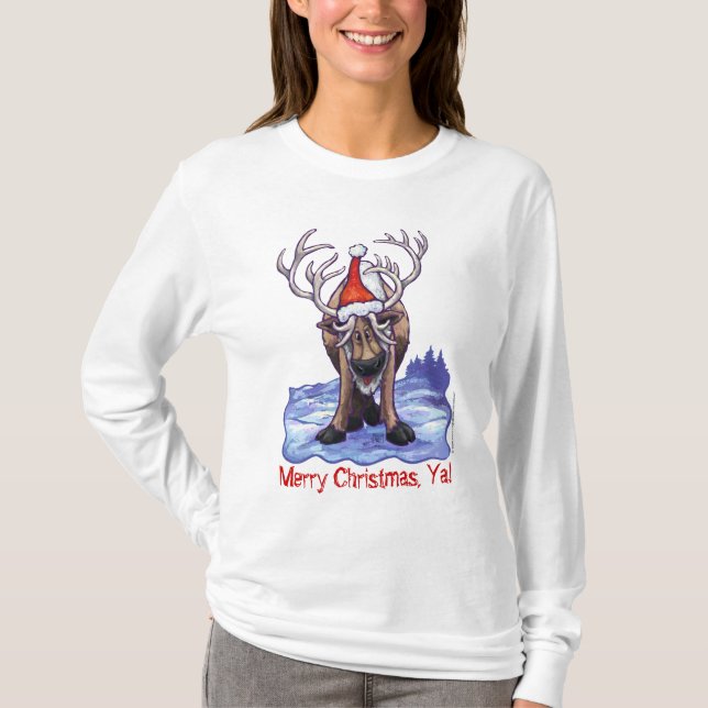 Christmas Reindeer Long Sleeve Shirt (Front)