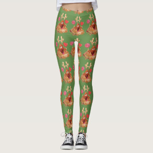 CHRISTMAS REINDEER LOVES CINNAMON CANDY WOMEN'S LEGGINGS