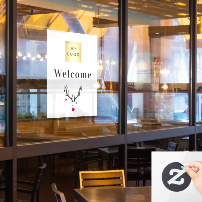 Christmas reindeer modern business logo welcome (Restaurant Window)