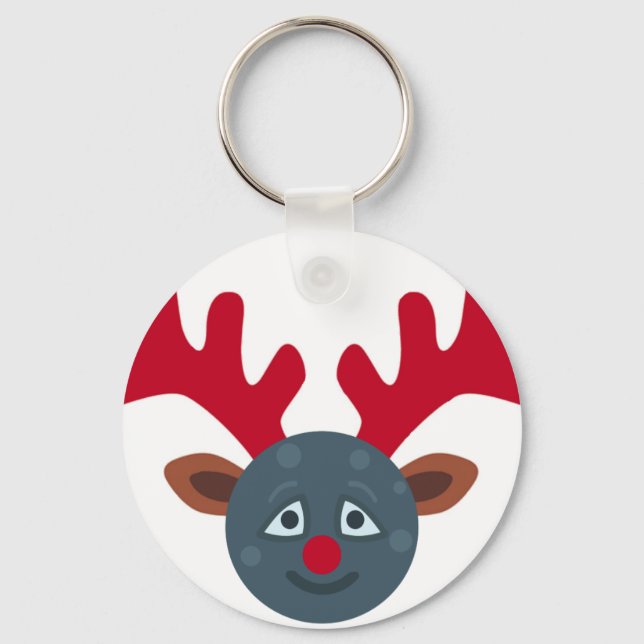 christmas reindeer moon emoji key ring (Front)