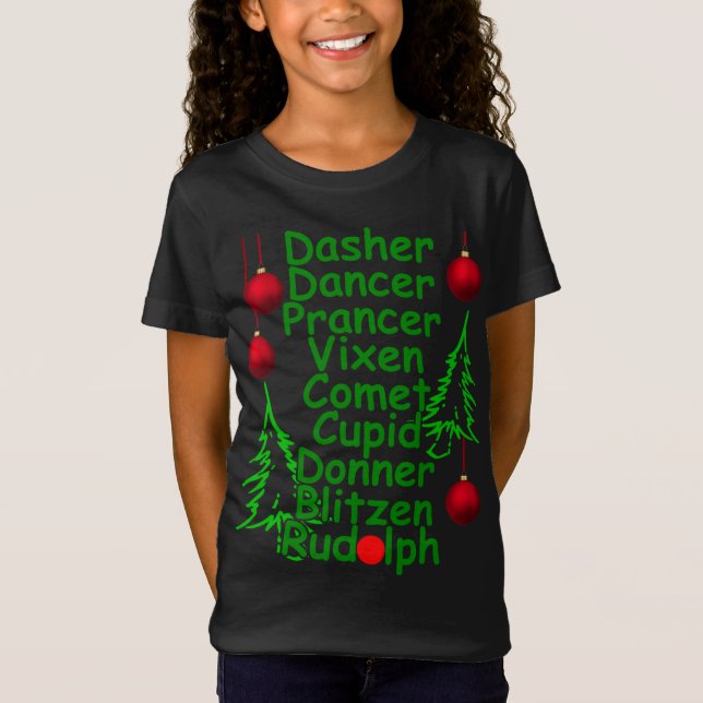 Christmas Reindeer Names T-Shirt (Front)