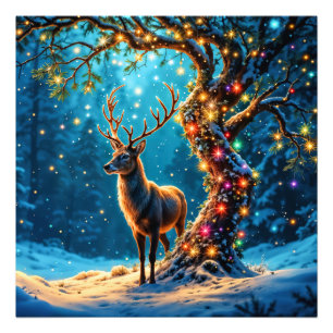 Christmas reindeer North Pole fantasy art Photo Print