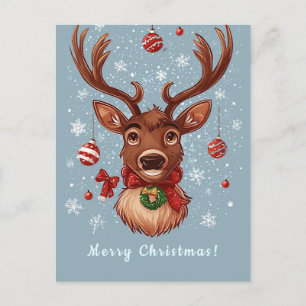 🦌 Christmas Reindeer Ornament Festive Holiday Postcard
