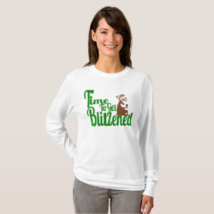 Christmas reindeer partying womens t-shirt