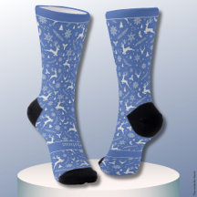 Christmas Reindeer Pattern Blue with Text