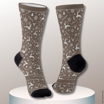 Christmas Reindeer Pattern Brown with Text