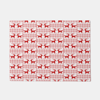 Christmas Reindeer Pattern Winter Theme Holiday Doormat