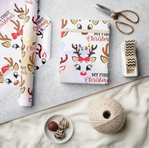 Christmas Reindeer Pattern Wrapping Paper