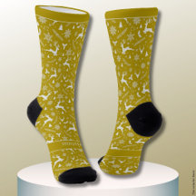 Christmas Reindeer Pattern Yellow with Text