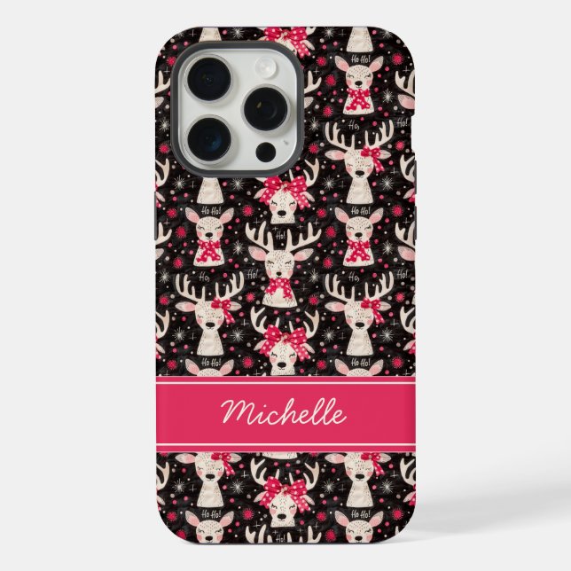 Christmas Reindeer Phone Case | Personalized Name (Back)