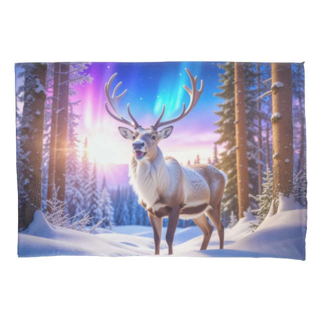 Christmas Reindeer Pillowcase (Front-Left)