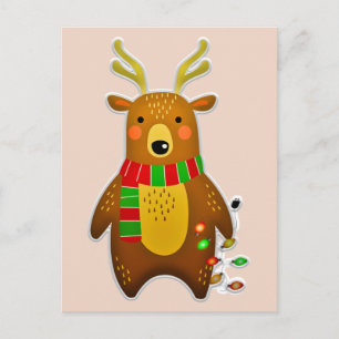 christmas reindeer postcard
